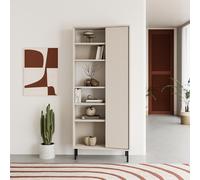 Libreria Frem con anta e 6 nicchie a giorno colore cashmere