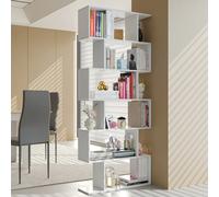 Libreria Friburgo Design Scaffale Mensola Moderna Bianca Mobile per Libri con Ripiani per Soggiorno Salotto 192 x 80 x 25 cm Colore Bianco