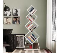 Libreria geometrica in metallo a 5 ripiani, moderna libreria angolare, ripiani espositivi, libreria aperta per l'arredamento di casa o ufficio(White)