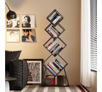 Libreria geometrica in metallo a 5 ripiani, moderna libreria angolare, ripiani espositivi, libreria aperta per l'arredamento di casa o ufficio(Black)