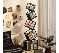Libreria geometrica nera in metallo, mensole portaoggetti, arredamento per la casa, mensole moderne autoportanti per camera da letto, soggiorno e ufficio(5-layer)