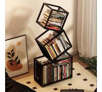 Libreria geometrica nera in metallo, mensole portaoggetti, arredamento per la casa, mensole moderne autoportanti per camera da letto, soggiorno e ufficio(3-layer)