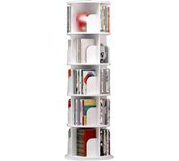 Libreria Girevole A 2/3/4/5/6 Livelli Libreria Girevole Rotonda Libreria Girevole A 360 Gradi Scaffale Angolare Girevole A Pavimento A 360° Soggiorno, White, 40 * 159cm