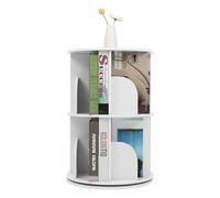 Libreria girevole a 2 livelli, colore bianco, per la casa | Design girevole a 360°, elevata capacità di carico fino a 60 kg, ripiani regolabili, facile da pulire