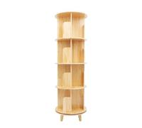 Libreria girevole a 360° a quattro livelli Mensola in legno di pino 50kg/Livello basso ingombro adatta per salotti e camerette dei bambini