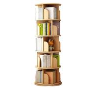 Libreria girevole a 360 gradi, in legno massello, ad alta capacità, a cinque ripiani, per biblioteca, soggiorno, camera da letto