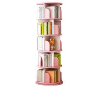 Libreria girevole a 360 gradi, in legno massello, ad alta capacità, a cinque ripiani, per biblioteca, soggiorno, camera da letto