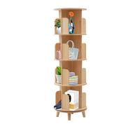 Libreria girevole a 360 gradi, libreria girevole in legno massello, supporto portaoggetti angolare su piede, libreria multifunzionale per soggiorno, studio, camera da letto (4 piani)