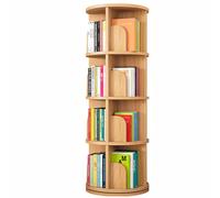 Libreria girevole a 360 gradi Scaffale in legno massello a più livelli Semplice scaffale for riporre gli oggetti domestici Salvaspazio e facile da riporre(Log Colour,130*46cm)