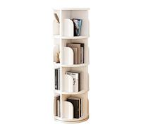 Libreria girevole a 360° in legno, 6 ripiani, rotonda, salvaspazio, per bambini e adulti, design elegante bianco per soggiorno, dimensioni: 39 x 130 cm