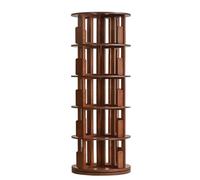 Libreria girevole a 360° in legno massello, 3 ripiani, design salvaspazio per oltre 300 libri, finitura classica impiallacciata a olio, ideale per casa e ufficio, 45,5 cm x 130 cm x 17 cm
