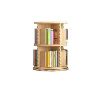 Libreria girevole a 360°, in legno massello, a 2 ripiani, salvaspazio, per studenti, moderna e piccola, per camera da letto, design elegante e funzionale