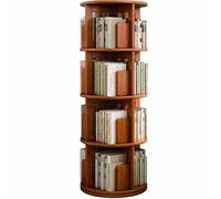 Libreria girevole a 360° in legno massello, a 4 ripiani, rotonda per adulti, mensola angolare salvaspazio, elegante decorazione per casa e ufficio, soluzione durevole per riporre libri