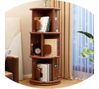 Libreria girevole a 360° in legno massello per bambini, libreria angolare a 3 livelli in finitura noce, altezza regolabile, design salvaspazio, elegante soluzione di archiviazione rotante per la casa.