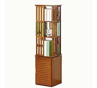 Libreria girevole a 360° in legno rotonda mobile a 4 ripiani per piccoli spazi, supporto angolare da pavimento per soggiorno e camera da letto