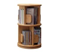 Libreria Girevole A 360° in Legno Rotondo con Fermalibri, Scaffale Espositivo da Pavimento, per Casa/Ufficio/Studio, Bianco, 2 Livelli 15,7X15,7X26,3