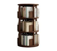 Libreria girevole a 360° - Libreria angolare rotonda sottile in legno, scaffale portaoggetti a 3 ripiani per piccoli spazi, perfetta per camera da letto e soggiorno, finitura noce (45 x 45 x 98 cm)