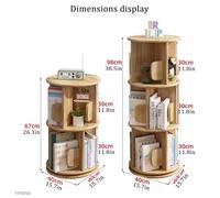 Libreria Girevole a 360°, libreria Rotonda in Legno a 2 Ripiani con fermalibri, scaffale portaoggetti da Terra per casa, Ufficio e Studio - Elegante scaffale espositivo (15,7x15,7x26,3 polli