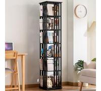 Libreria girevole a 360°, librerie girevoli in bambù, mensola per libri stretta e alta, rotazione verticale, organizer angolare a spirale per soggiorno e studio, nero