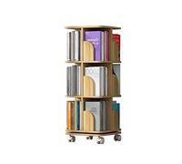 Libreria Girevole a 360° - Mini scaffale portaoggetti in Legno a 3 Livelli per casa e Ufficio, libreria da Pavimento Mobile Ideale per Studenti e per organizzare Libri, Giocattoli e decorazi