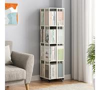 Libreria girevole a 360° multifunzionale decorativa da pavimento per ufficio, grande capacità (138,9 cm) con ruoteElegante organizer per libri per casa e ufficio