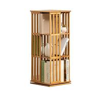 Libreria girevole a 360° rotonda mobile per piccoli spazi, scaffale angolare in legno a 3 ripiani, elegante espositore per soggiorno e camera da letto