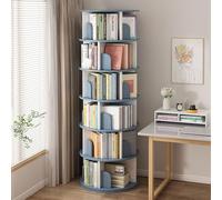 Libreria girevole a 360°, scaffale decorativo multifunzionale per casa e ufficio, organizer verticale, elegante design blu, 45 x 191 cm