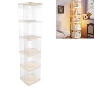 Libreria Girevole a 360° Scaffale per Libri Girevole a 3/5 Livelli Crema Quadrata Bianca in Acrilico Trasparente Libreria Girevole Organizzatore di Stoccaggio per Soggiorno Camera (5 livelli)