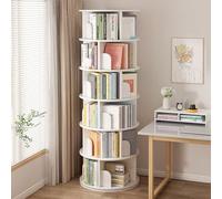 Libreria girevole a 360°, scaffale verticale multifunzionale per casa e ufficio, arredamento moderno bianco, design salvaspazio (45 x 191 cm)