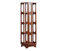 Libreria girevole a 4 ripiani, 100% legno, girevole a 360°, può contenere fino a 300 DVD o libri, design rotante (colore: noce)