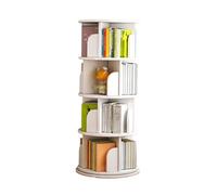 Libreria Girevole A 4 Ripiani, Libreria Girevole Rotonda Con Esposizione A 360°, Scaffale Porta CD For Piccoli Spazi, Camera Da Letto, Soggiorno, Ufficio, Biblioteca (include Solo Libreria)(White)