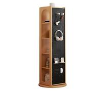 Libreria Girevole a 5 Ripiani, Libreria Scaffale Angolare Salvaspazio in Legno con Specchio in Acrilico HD e Pannello Forato Fai da Te, Scaffale Portaoggetti Organizer Verticale