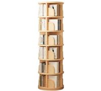 Libreria girevole a 6 ripiani, supporto da pavimento creativo e semplice, con sportello anticaduta, sicura e durevole, senza oscillazioni.(Wood Color-a)