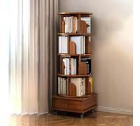 Libreria girevole a torre - 5 ripiani in legno e metallo ad angolo su ruote per soggiorno, camera da letto, studio - libreria salvaspazio da pavimento