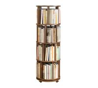 Libreria Girevole a Torre in Legno con rotelle, libreria Girevole a 360° per Camera da Letto, Soggiorno, Studio - Scaffale portaoggetti da Pavimento a 2/3/4/5 Livelli (Finitura Noce)