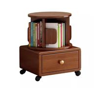 Libreria girevole a torre in legno massello, libreria girevole con cassetti e ruote, libreria angolare per camera da letto, soggiorno, ufficio, noce(1 layer)