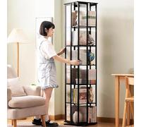 Libreria Girevole Bambini, 5/6 Piani Libreria Rotante 360 Gradi Salvaspazio, Librerie per Soggiorno Moderna per Sala Camera Studio Soggiorno, Ufficio, Espositore(Size:6 tier,Color:Nero)