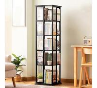 Libreria Girevole Bambini, 5/6 Piani Libreria Rotante 360 Gradi Salvaspazio, Librerie per Soggiorno Moderna per Sala Camera Studio Soggiorno, Ufficio, Espositore(Size:5 tier,Color:Nero)