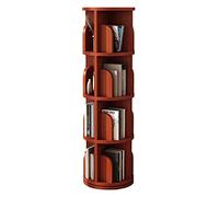 Libreria girevole con 6 ripiani, in legno massello, design a 360°, elegante libro nizer per bambini e adulti, decorazione perfetta per la casa per il soggiorno (colore: rosso, dimensioni: 46 x 130 cm)