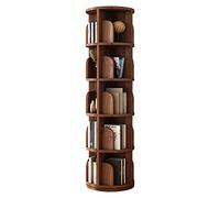 Libreria girevole con 6 ripiani, rotonda, in legno massello, girevole a 360°, elegante soluzione di archiviazione per bambini e adulti, marrone, 39 x 162 cm, decorazione moderna per la casa