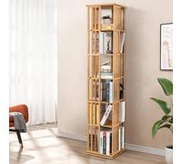 LIBRERIA GIREVOLE IN LEGNO ROTANTE 360° SCAFFALE A 6 RIPIANI
