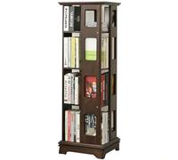 Libreria girevole interamente in legno massello a 360 gradi dal pavimento al soffitto Scaffale portaoggetti for studio e soggiorno Base spessa for un supporto stabile(Walnut Colored,137*44cm)