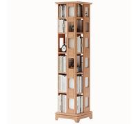 Libreria girevole interamente in legno massello a 360 gradi dal pavimento al soffitto Scaffale portaoggetti for studio e soggiorno Base spessa for un supporto stabile(Cherry Wood Color,187.5*44cm)