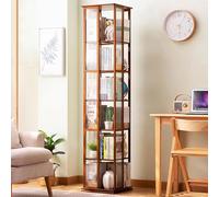 Libreria girevole, libreria da pavimento a 360°, libreria angolare a 5/6 livelli, organizer stretto per libri per camera da letto, soggiorno, studio