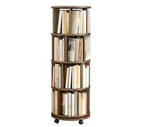 Libreria girevole per bambini a 4 ripiani da pavimento, colore marrone, tavolino rotondo design migliora l'interesse di lettura e le abilità manuali 40 x 128 cm