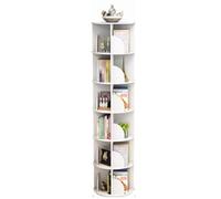 Libreria Girevole, Piccola libreria d'angolo per Piccoli spazi, scaffale da Terra a 360 esposizioni, per Camera da Letto, Soggiorno, Bianco (S : 40 * 190cm)