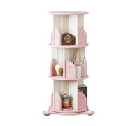 Libreria Girevole, Scaffale Girevole For Bambini Da Pavimento, Scaffale Porta CD A 2/3/4/5 Livelli, For Camera Da Letto, Soggiorno, Ufficio, Biblioteca (include Solo Libreria)(Color 1,3 Tier-53x53x100