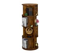 Relaxdays Libreria Girevole, 20 Scomparti 137x50 cm, Scaffale Industriale Porta Libri, CD, Dvd, Colonna Rotante, Marrone, Acciaio, Fibra di Legno