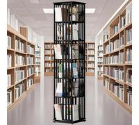 Libreria Girevole, Torre Libreria Girevole Con Display A 360°, Libreria Da Pavimento Con Scaffale Portaoggetti, Libreria Girevole Ad Angolo Per Studio, Camera Da Letto, Biblioteca(Black,6 Tier)