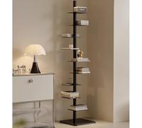 Libreria girevole, torre verticale a 9 livelli per piccoli spazi, libreria regolabile a rotazione libera su tre lati per organizzazione